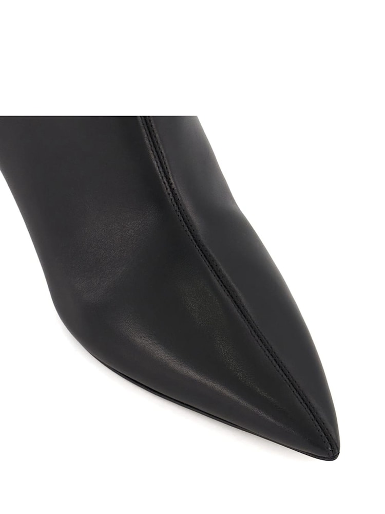 Dune London Black Wide Fit Smooth Kitten Heel Point Knee-High Boots - Image 6 of 6