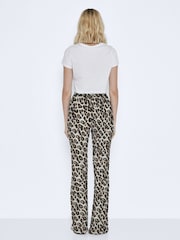 NOISY MAY Black High Waisted Leopard Print Flared Jersey Trousers - Image 2 of 4