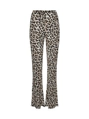 NOISY MAY Black High Waisted Leopard Print Flared Jersey Trousers - Image 4 of 4