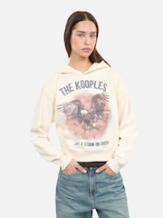 The Kooples Cream 100% Cotton Eagle Print Hoodie - Image 1 of 8