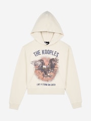 The Kooples Cream 100% Cotton Eagle Print Hoodie - Image 6 of 8