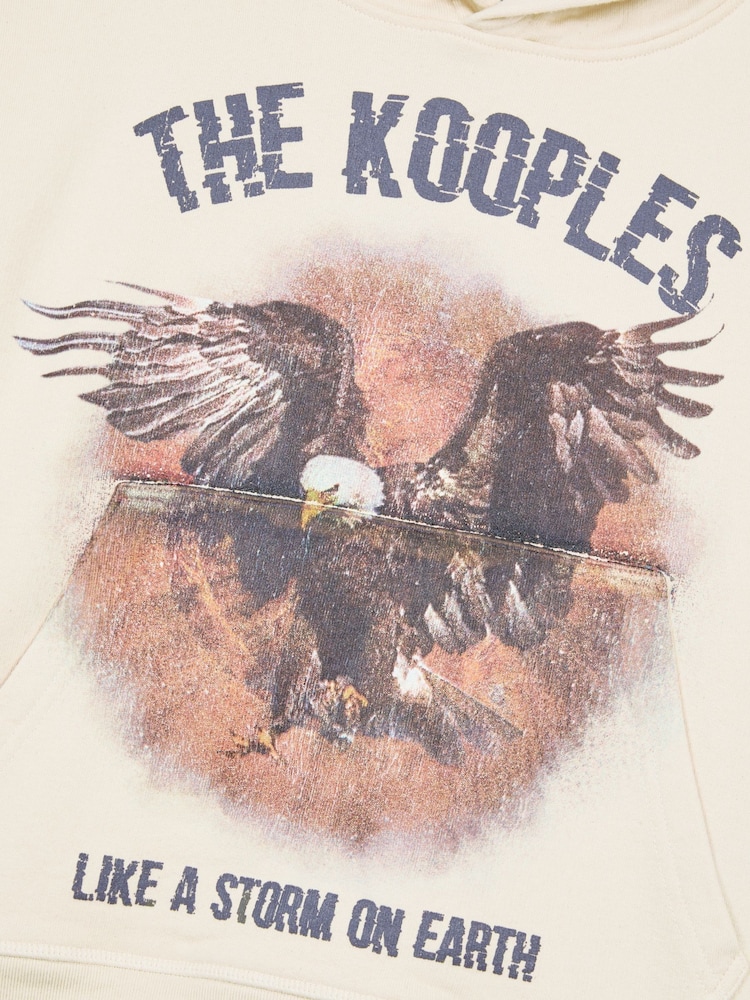 The Kooples Cream 100% Cotton Eagle Print Hoodie - Image 8 of 8