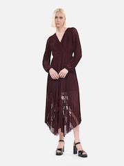 The Kooples Red Sheer Pleated Maxi Dress - Image 1 of 7