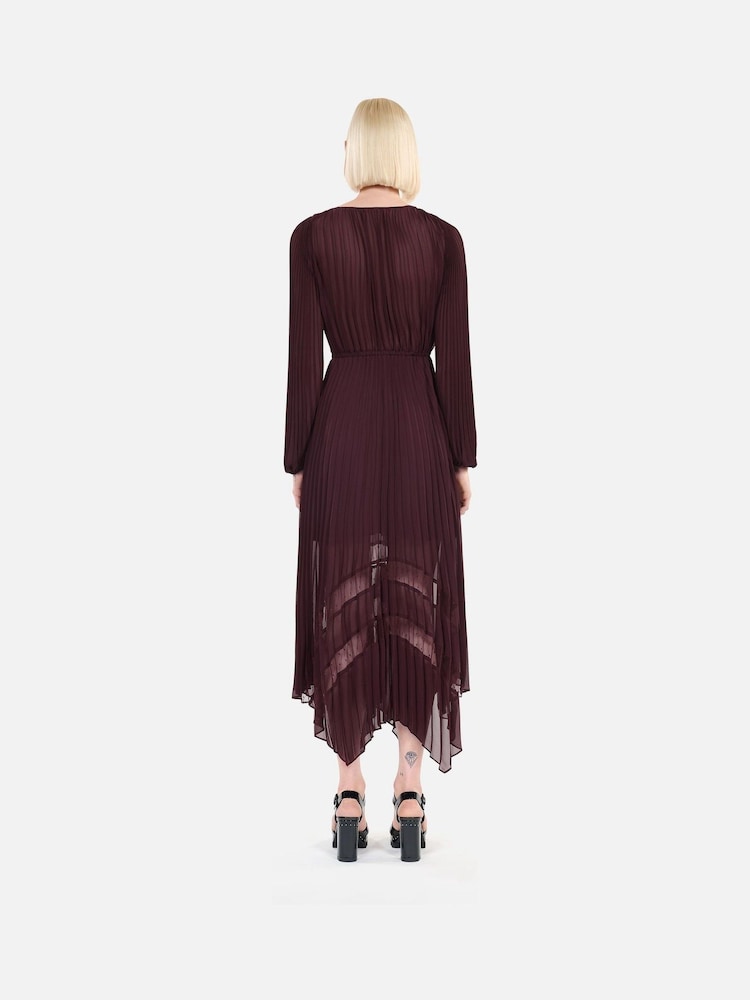 The Kooples Red Sheer Pleated Maxi Dress - Image 2 of 7