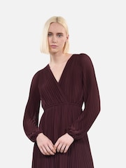 The Kooples Red Sheer Pleated Maxi Dress - Image 4 of 7