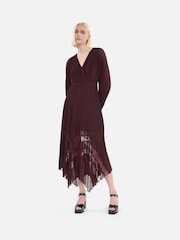The Kooples Red Sheer Pleated Maxi Dress - Image 5 of 7