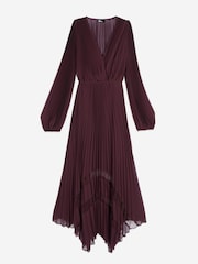 The Kooples Red Sheer Pleated Maxi Dress - Image 6 of 7