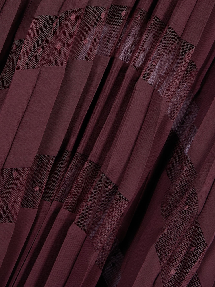 The Kooples Red Sheer Pleated Maxi Dress - Image 7 of 7