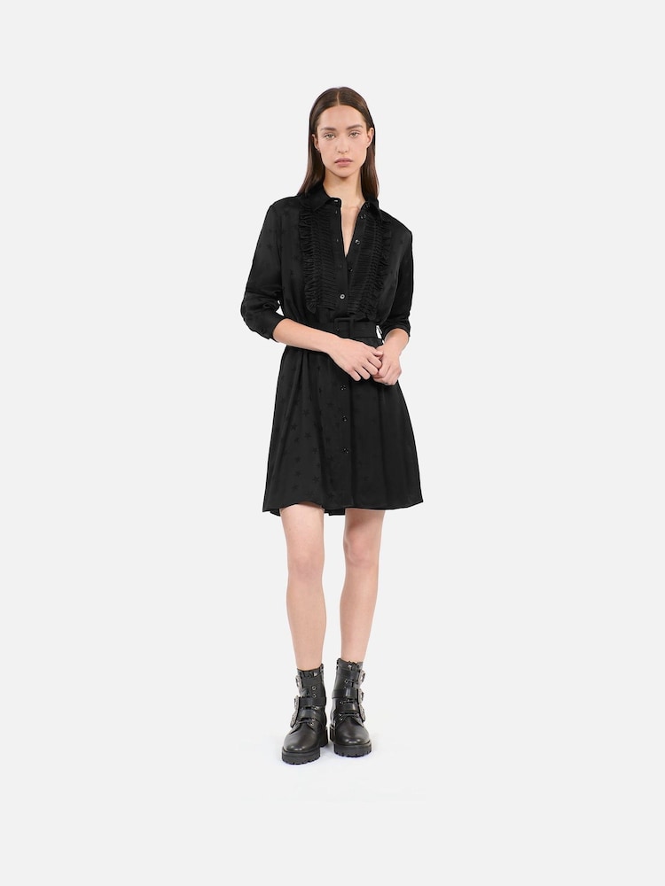 The Kooples Black Neck Tie Mini Shirt Dress - Image 1 of 5 The Kooples Black Neck Tie Mini Shirt Dress - Image 1 of 5