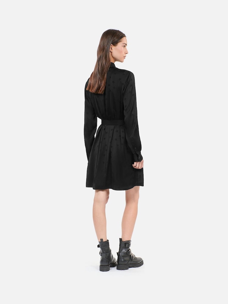 The Kooples Black Neck Tie Mini Shirt Dress - Image 2 of 5