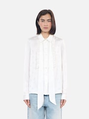 The Kooples Cream Neck Tie Blouse - Image 1 of 5