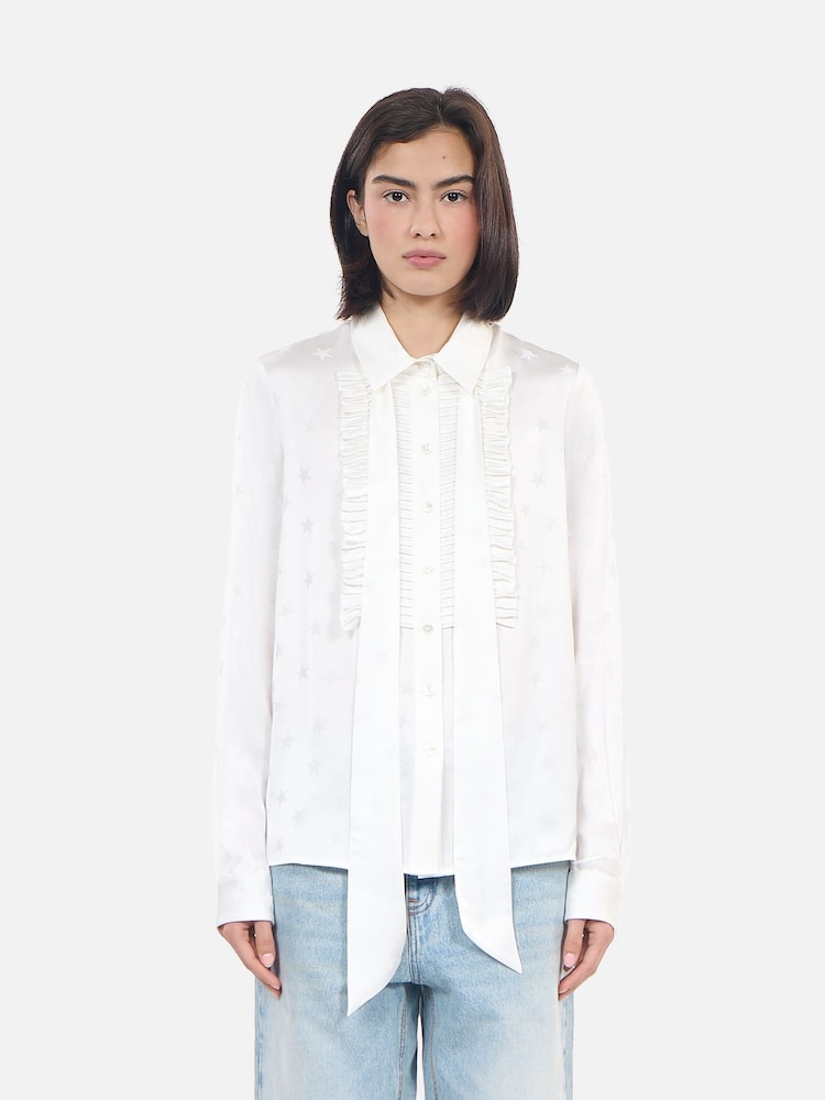 The Kooples Cream Neck Tie Blouse - Image 1 of 5