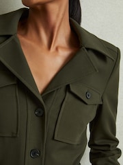Reiss Dark Green Ray Petite Belted Utility Jumpsuit - Image 3 of 7