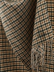 Reiss Camel/Green Multi Marsh Wool-Cashmere Houndstooth-Check Scarf - Image 4 of 5