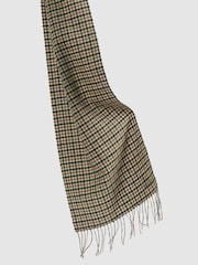 Reiss Camel/Green Multi Marsh Wool-Cashmere Houndstooth-Check Scarf - Image 5 of 5