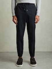 Reiss Navy Lavenham Technical Cargo Drawstring Trousers - Image 3 of 6