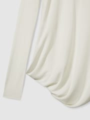 Reiss Ivory Ellie Draped-Jersey Top - Image 5 of 5