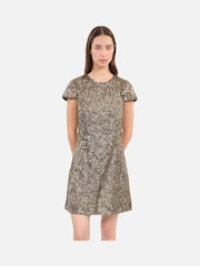 The Kooples Gold Textured Print Mini Dress - Image 1 of 7
