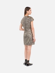 The Kooples Gold Textured Print Mini Dress - Image 2 of 7