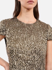 The Kooples Gold Textured Print Mini Dress - Image 3 of 7