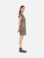 The Kooples Gold Textured Print Mini Dress - Image 4 of 7