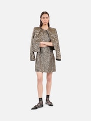 The Kooples Gold Textured Print Mini Dress - Image 5 of 7