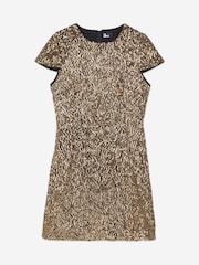 The Kooples Gold Textured Print Mini Dress - Image 6 of 7