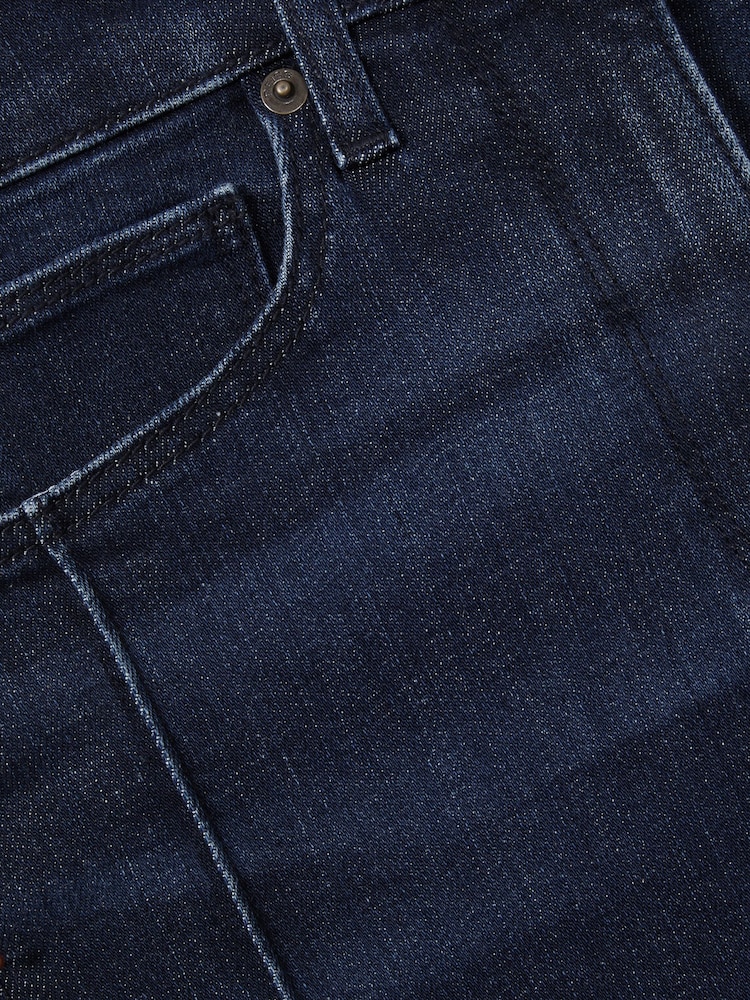 Reiss Dark Blue Heather Stretch-Cotton Wide-Leg Jeans - Image 7 of 7