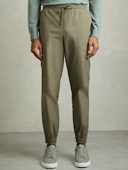 Reiss Olive Lavenham Technical Cargo Drawstring Trousers - Image 3 of 7