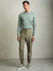 Reiss Olive Lavenham Technical Cargo Drawstring Trousers - Image 6 of 7