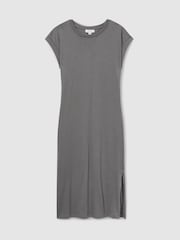 Reiss Grey Cleo 13-14 yrs Cotton-Jersey Cap-Sleeve Dress - Image 1 of 4