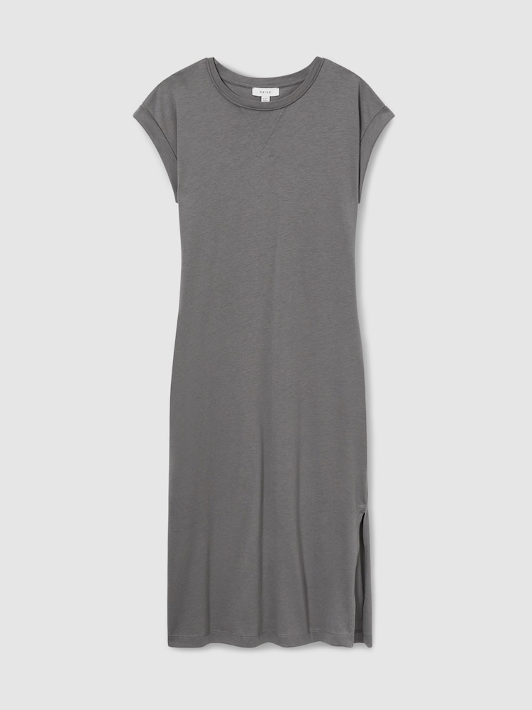 Reiss Grey Cleo 13-14 yrs Cotton-Jersey Cap-Sleeve Dress - Image 1 of 4