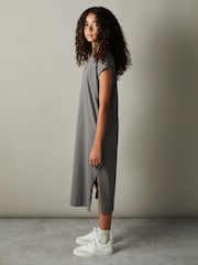 Reiss Grey Cleo 13-14 yrs Cotton-Jersey Cap-Sleeve Dress - Image 3 of 4