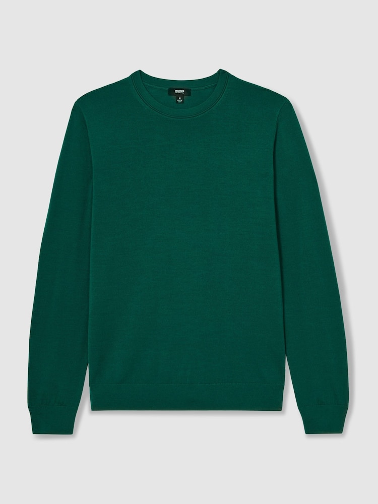 Reiss Opal Green Wessex Merino Wool Crew Neck Jumper - Image 2 of 5