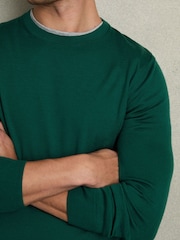 Reiss Opal Green Wessex Merino Wool Crew Neck Jumper - Image 3 of 5