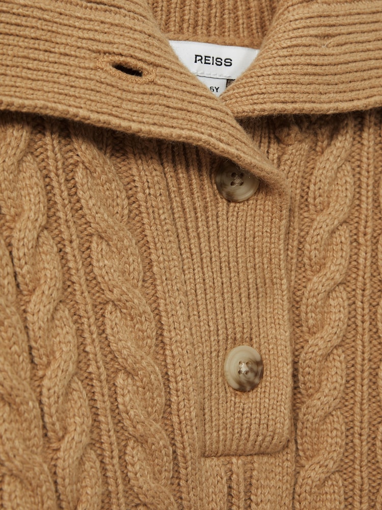 Reiss Etta Cotton-Blend Open-Collar Cable-Knit Jumper With Wool - Imagen 4 de 4