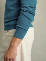 Reiss Deep Teal Blue Wessex Merino Wool Crew Neck Jumper - Image 4 of 6
