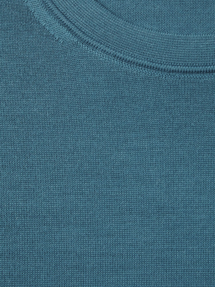 Reiss Deep Teal Blue Wessex Merino Wool Crew Neck Jumper - Image 6 of 6