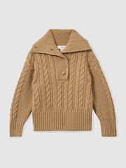 Reiss Etta Cotton-Blend Open-Collar Cable-Knit Jumper With Wool - Imagen 2 de 4