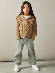 Reiss Etta Cotton-Blend Open-Collar Cable-Knit Jumper With Wool - Imagen 3 de 4