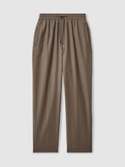 Reiss Mink Neutral Riley Wool-Blend Drawstring-Waist Tapered Trousers - Image 2 of 6