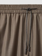 Reiss Mink Neutral Riley Wool-Blend Drawstring-Waist Tapered Trousers - Image 6 of 6