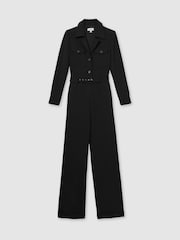 Reiss Black Ray Petite Belted Utility Jumpsuit - Image 2 of 6