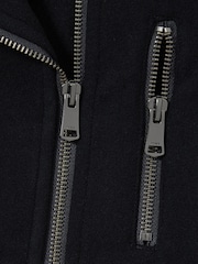 Reiss Navy Arlow Wool-Blend Biker Jacket - Image 6 of 6