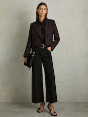 Reiss Black Myrtle Twill Culotte Trousers - Image 1 of 6