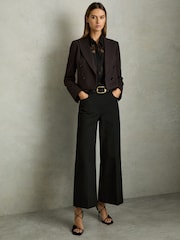 Reiss Black Myrtle Twill Culotte Trousers - Image 6 of 6
