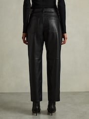 Reiss Black Verona Leather Slim-Leg Trousers - Image 5 of 6