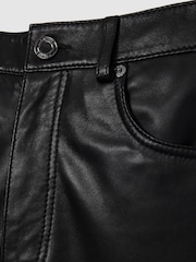 Reiss Black Verona Leather Slim-Leg Trousers - Image 6 of 6