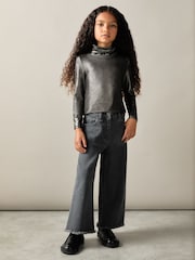 Reiss Silver Casey 4-9 yrs Metallic-Thread Roll-Neck Top - Image 1 of 4
