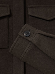 Reiss Mocha Brown Nova Wool-Blend Cropped Jacket - Image 6 of 6